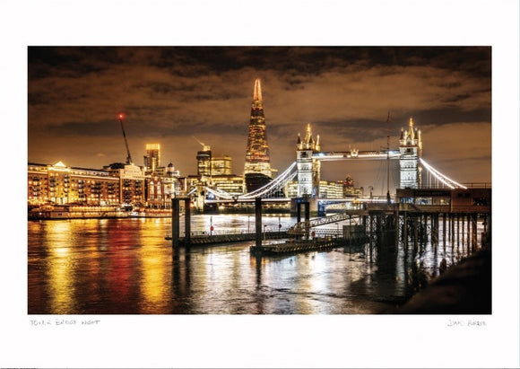 Tower Bridge London at night poster