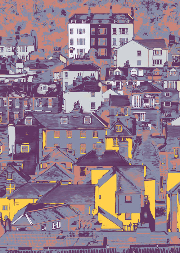 hastings old town from east hill graphic art print