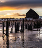 sunset at the old lifeboat house poster
