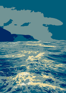 hastings rough sea graphic art print