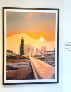 Dungeness Old Lighthouse Sunset  Graphic Art Print in Frame 95x70cm  HALF PRICE
