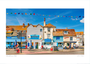 hastings old town on a sunny day in summer poster