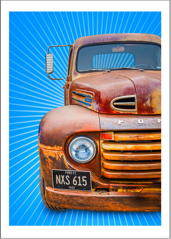 Ford F2 Pickup Truck graphic poster by David Purdie