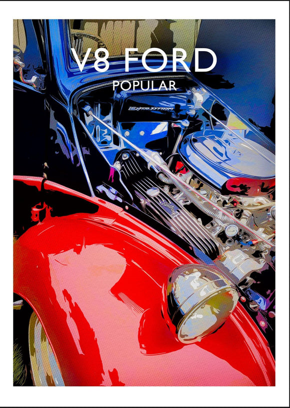 Ford Popular V8 graphic poster by David Purdie